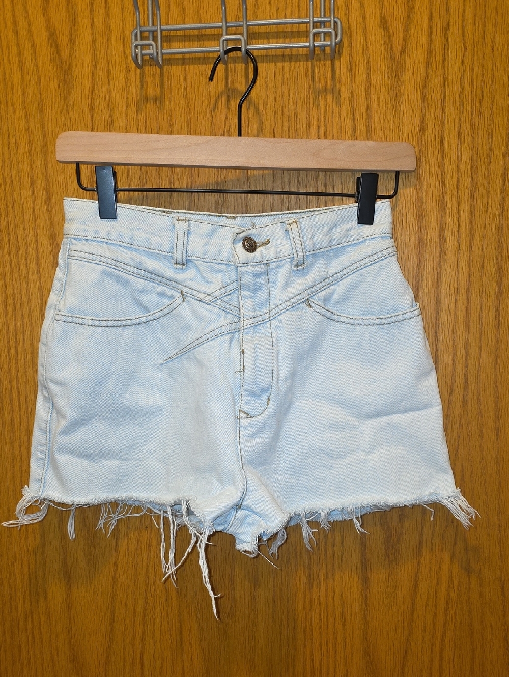 Lawman Vintage Light Blue Denim High-Waist Cutoff Shorts